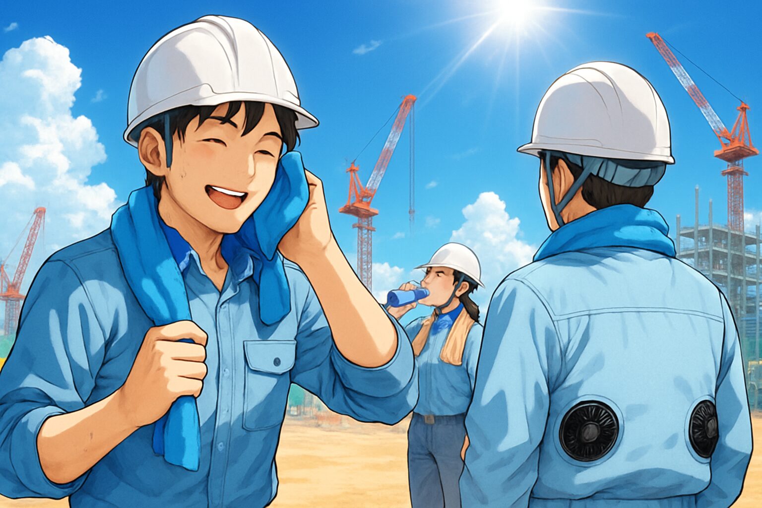 職場での冷却グッズ使用場面
